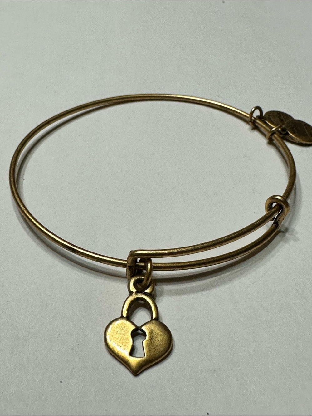 Alex and Ani Gold Heart Lock Charm Bangle Bracelet
